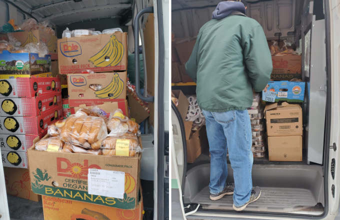 Rescued Food Delivered in GSFP Van to be Sorted and Bagged